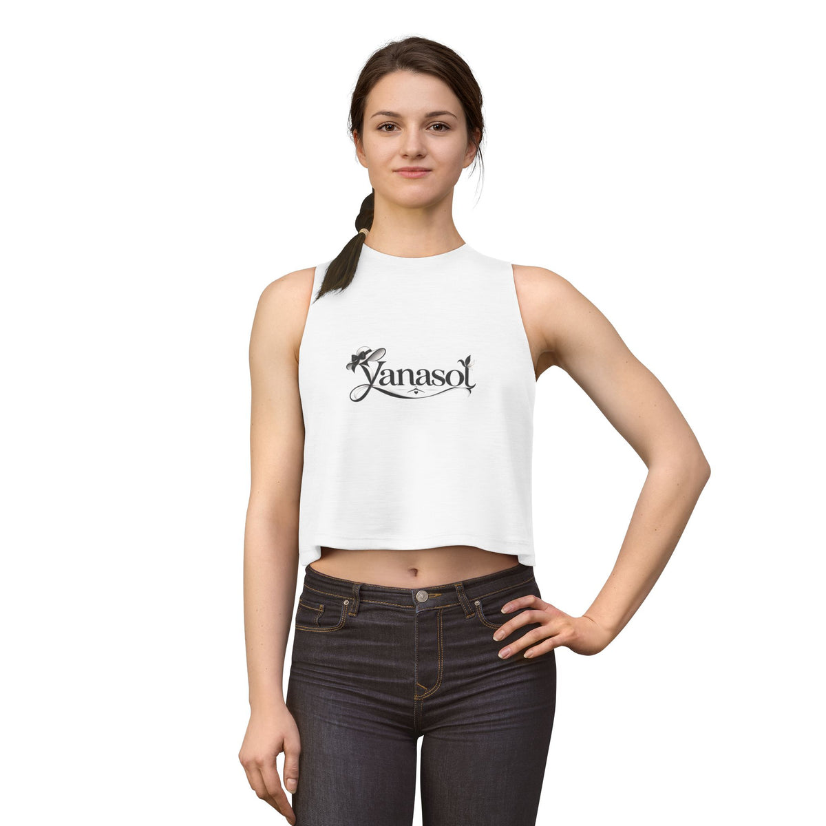 Vanasol Floral Script Women’s Crop Top